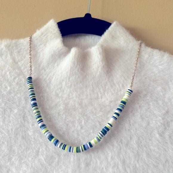 Blue and Green Bohemian Necklace with Beaded Charm - Picture 1 of 8